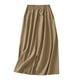 thumbnail image 1 of Gibobby faldas largas de mujer elegantes Falda de línea A con cintura elástica de longitud media a la moda informal de verano para mujer(Caqui, L), 1 of 5