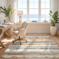 thumbnail image 3 of Design&I 5'x7' Washable Area Rug Beige Distressed Vintage Stripe Interlocking Geometric Neutral for Dining Room, Under Table, Home Office, Snag-Free, Skid-Resistant, 3 of 7