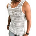 thumbnail image 3 of Men See Through Vest Crewneck Sleeveless Tank Tops Shirts White XL, 3 of 7