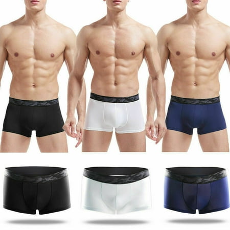 Men Comfy Breathable Seamless Underwear Ice Silk Boxer Briefs Shorts (Best Quality Mens Underwear)