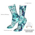 thumbnail image 4 of Xecao Blue Floral with Butterflies Print Fashion No Heel Casual Crew Socks Cushioned Breathable for Men Women - Moisture wicking,Not easy to fade Suitable for daily, 4 of 7
