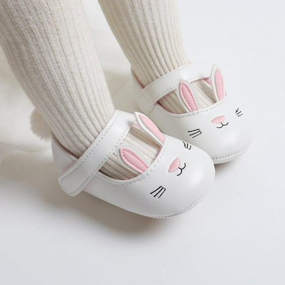 Infant Baby Girls Soft Sole Bowknot Princess Wedding Dress Mary Jane Flats Prewalker Newborn Light Baby Sneaker Shoes White 0-6 Months