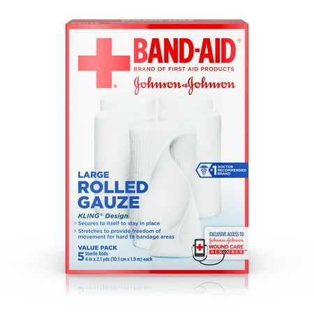 (2 pack) Band Aid Brand First Aid Secure Gauze Roll, 4 in x 2.1 yd, 5 (Best Way To Remove Gauze From A Wound)