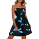 thumbnail image 1 of ICHUANYI Clearance Women's Summer Boho Style Floral Print Sleeveless One-Shoulder Dress(Blue, XXL) ICHUANYI WER2023081000758, 1 of 4