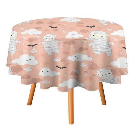 

JINGDS Cute Halloween Mummy Clouds-323 Round Table Cloth Halloween Tablecloth Thanksgiving Day Table Cloth Round Cover Circle Tablecloth for Halloween Thanksgiving Fall Party