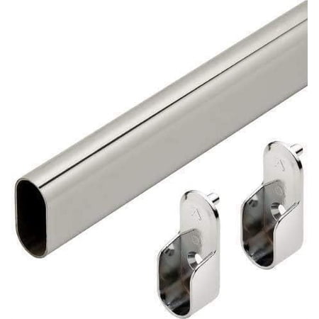 Premium Oval Wardrobe Closet Rod With End Supports (4 Pack) - 36 Inch - Chrome Closet Rod With Closet Rod Brackets