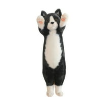 nTRIUQJ Cat Doll Toy Soft Cute Hand Raising Pose Nap Sofa Pillow Companion For All Feline Lovers C