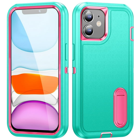 for iPhone 11 Case with Kickstand, [10FT Military Drop Protection] Rugged Heavy Duty Hard PC+Soft Silicone Rubber Bumper Hybrid Triple-Layer Case for iPhone 11 - 6.1", Mint