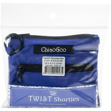 ChiaoGoo TWIST 2-Inch 3-Inch Shorties Blue Set US-4 - US-8 Stainless Steel Interchangeable Knitting Needles