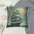 thumbnail image 2 of Creowell Throw Pillow Cover Ship Sailing Boat Sail Vintage Old Sea Sketch Wave Pillowcase Home Decorative Square Pillow Case Cushion Cover, 2 of 5