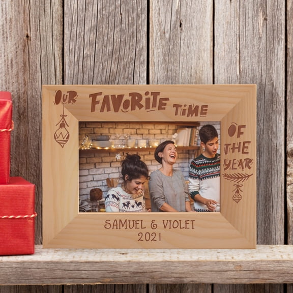 Our Favorite Time Of The Year Personalized Wooden Frame-6" x 4" Brown Horizontal