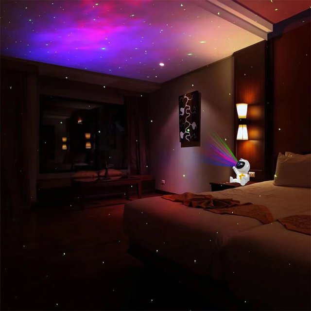 Proyector de cielo estrellado de astronauta, luz nocturna de galaxia de dibujos animados para decoración del hogar y dormitorio