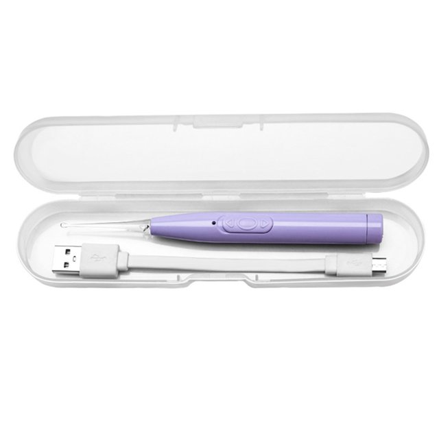 Earpicks Ear Wax Removal Tools with LED Light Flashlight Earpick Ear Spoon Tweezers Ear Cleaner for Baby Ear Health Care Ear Cleaning Tool with Case Purple Ear Spoon