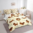 thumbnail image 2 of Homewish Cartoon Dachshund Animal 7-Piece Twin Bedding,I Love Pets Print Bedding Comforter Set,Yellow,Polkadot Reversible, 2 of 8