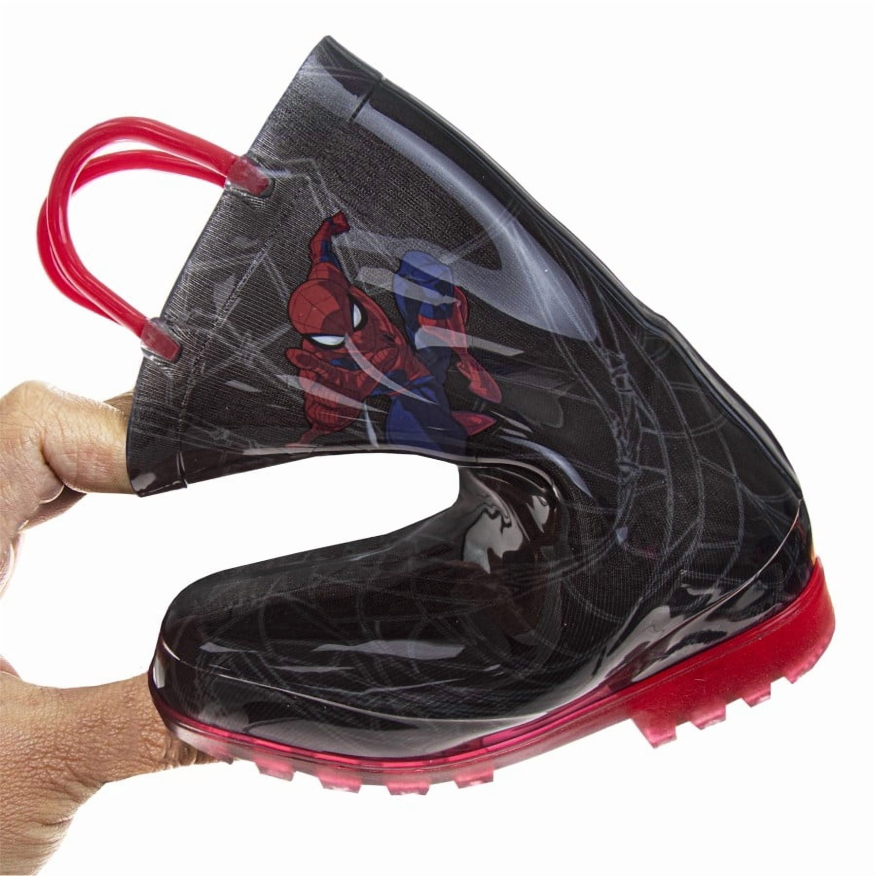 Spider, Man Boys Rain Boots. (Toddler Little Kids), Black Red, Size: 7-8