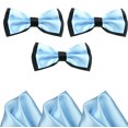 thumbnail image 6 of Mens Blue and Black Pre-Tied Wedding Bow Ties and Pocket Square Sets, 6 of 6
