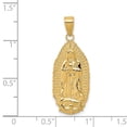 thumbnail image 2 of 14k Yellow Gold Polished Guadalupe Oval Disc Engraved Pendant Necklace 33.4x12.5mm Wide 1.60mm Thick Pendant for Women, 2 of 2