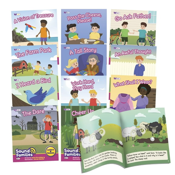 Junior Learning Decodable Readers Sound Families R-controlled Fiction Phase 5.5, Learn to Read, Easy decodable texts, 12 books, For ages 5 , Grade K