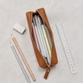 thumbnail image 5 of Beautynvta Leather Zipper Pencil Case, Portable Pen Pouch, Slim Leather Stationery Bag for Office Desk and Daily Use, 5 of 6