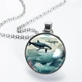thumbnail image 2 of Whale Elegant Glass Circular Pendant Necklace Jewelry, 2 of 5