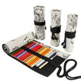 thumbnail image 5 of 36 Slots Canvas Pencil Storage Bag,Pouch Case Pencils Organizer,Holder Coloring Pencils Organizer Holder Colored Pen Paint Brush Storage Pouch Portable, Office Supplies(Beige), 5 of 5
