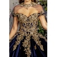 thumbnail image 2 of Women's GLS Gloria Navy Blue And Gold Quinceanera Dress Velvet Cape Ball Gown Gl3471 Size XS, 2 of 5