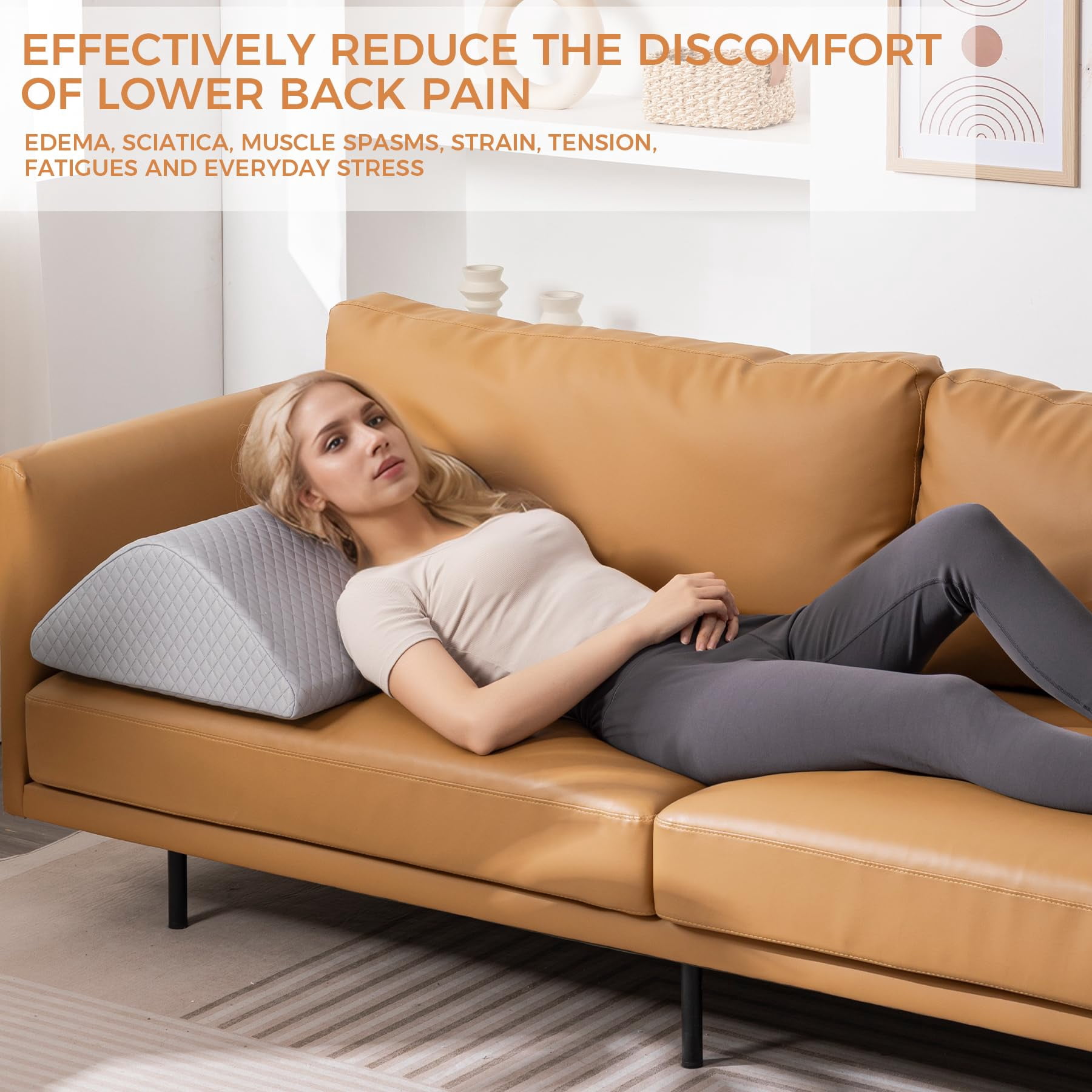 Ganondorf Knee Wedge Pillow 8'' for Post-Surgery Recovery - Leg Elevation Support for Sleep Position, Alleviating Lower Back & Hip Pain Enhancing Circulation in Ankles Legs Triangle Pillow