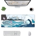 thumbnail image 2 of Japanese Gaming Mousepad, Great Wave and Mount Fuji XL Large Mouse Pad, Extended Keyboard Mats for Desk, Waterproof Big Long Computer Loptop Pads for Women Office, (Blue White, 31.5 * 11.8 in), 2 of 6