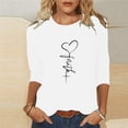 thumbnail image 2 of Enjoytime Womens Blouses Trendy Printed 3/4 Sleeve Crewneck Tee Shirts Tops Loose Fashion Casual Shirts for Women, 2 of 5