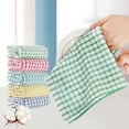 thumbnail image 2 of 5 Pcs Cleaning Towels Non-Scratch Highly Absorbent Cotton Dishcloths Plaid Print Reusable Home Restaurant Hotel Dish Rag Hands And Face Quick-Drying Bath Towel, 2 of 8
