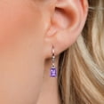 thumbnail image 4 of Gem Stone King 925 Sterling Silver Purple Amethyst Dangle Dangling Earrings for Women (1.90 Cttw, Gemstone February Birthstone, Emerald Cut 7X5MM), 4 of 5