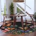 thumbnail image 3 of Round Area Rug 5ft Spring Flower Leaves Circle Kitchen Mats Non-Slip Vintage Butterfly Washable Round Carpet for Kitchen Living Room Bedroom Home Decor, 3 of 7
