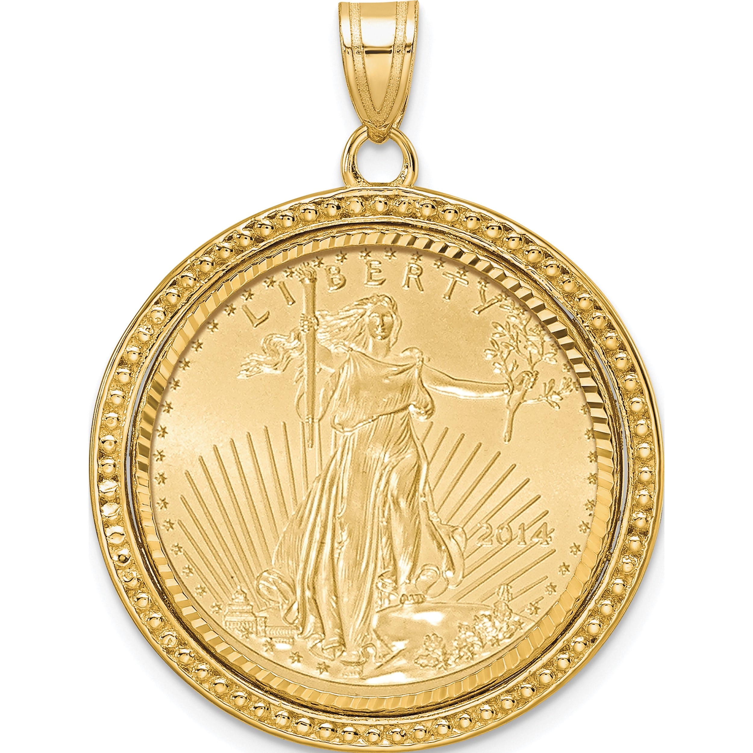 14K Yellow Gold Wideband Distinguished Coin Jewelry 14Ky Beaded