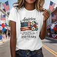 thumbnail image 2 of KHONTS Women's 250 Anniversary USA Shirt Patriotic America Graphic Casual Shirt 250 Years USA Flag Short Sleeve T-Shirt White XL, 2 of 4