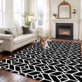 thumbnail image 2 of Large Area Rugs for Living Room Bedroom, Geometric 8'x10' Rug Washable Carpet Runner Indoor Outdoor, Modern Abstract Lines Texture Black Non Slip Floor Mats Rug for Kitchen, Patio, 2 of 8
