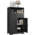 thumbnail image 3 of Black Storage Cabinet with Drawers and Shelves, Freestanding Black Kitchen Pantry, Floor Storage Cabinet Hutch Cupboard for Dining, Living Room, Home Office, 3 of 14
