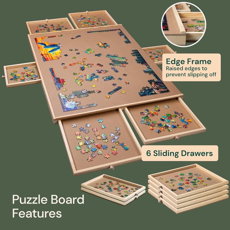 Planche de puzzle en bois de 1500 pièces à 6 tiroirs – Table de puzzle rotative de