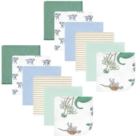 Hudson Baby Infant Boy Flannel Washcloths Boy Dino World 12Pk One Size