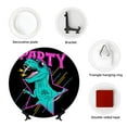 thumbnail image 4 of Balery Rex Dinosaur With Sunglasses Print Bone China Decorative Plate Ceramic Dinner Plates Art Crafts with Display Stand-8in, 4 of 6