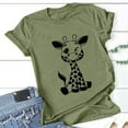 thumbnail image 4 of Gyedtr Oversized T Shirts for Women, Womens Summer Tops Giraffe Print Graphic Short Sleeve Crew Neck T-Shirt Plus Size Womens Cute Tops Green On, 4 of 6