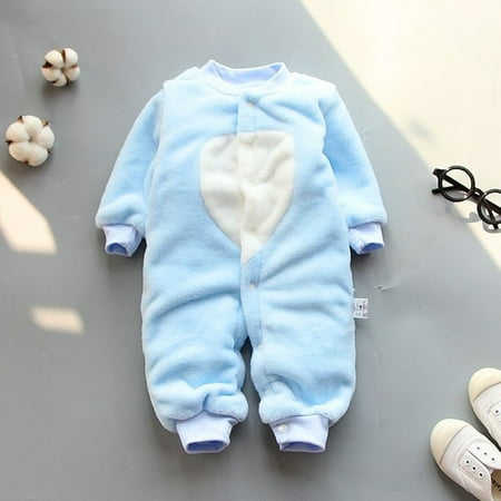

DanceeMangoo Winter Baby Warm Clothes Boy Girl Pure Colour Romper Infant Flannel Soft Fleece Newborn Jumpsuit One Piece Toddler Clothing