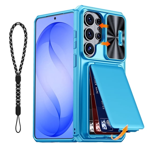 Oupeigar for Galaxy S26 Ultra Luxury Phone Case,with Slide Camera Protection,Kickstand and Anti-Fingerprint Grip,12FT Drop Proof Rugged Case-Light Blue