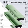 thumbnail image 2 of Estación de acoplamiento USB C WAVLINK con doble monitor de 13 puertos, color verde, 2 of 9
