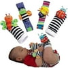 Aokur Baby Foot Finder & Wrist Rattle, Sensory Learning Toys for Infants Developmental, Unisex Newborn Socks Toys for 0-3, 3-6, 6-12 Months Babies(Butterfly Bugs Set)