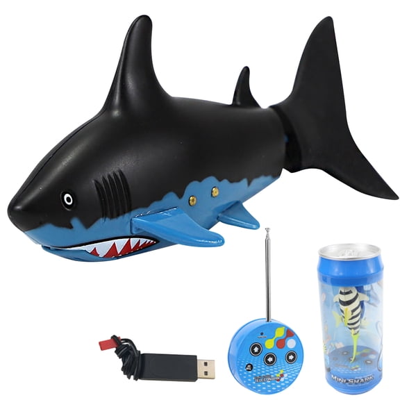 Black Remote Control Swimming Fish Toy With 5-8 Meters Range, Usb Rechargeable Mini Shark For Pool Bathtub Play, Conductive Water Technology