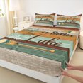 thumbnail image 3 of jejeloiu Rustic Wooden Planks Full Size Sheets,Green Red Brown Bed Sheets For Boys Girls 4 Pieces, 3 of 7