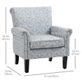 thumbnail image 3 of HOMCOM Fauteuil d'Appoint Rembourré avec Accoudoirs Roulés et Garniture de Clous, Gris, 3 of 10