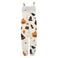 thumbnail image 4 of Xijirk Kids Spaghetti Strap Harem Jumpsuit with Pumpkin Ghost Black Cat Witch Hat Cartoon Print Side Pockets for Halloween Holiday Party Outfit,5-6 Years, 4 of 4