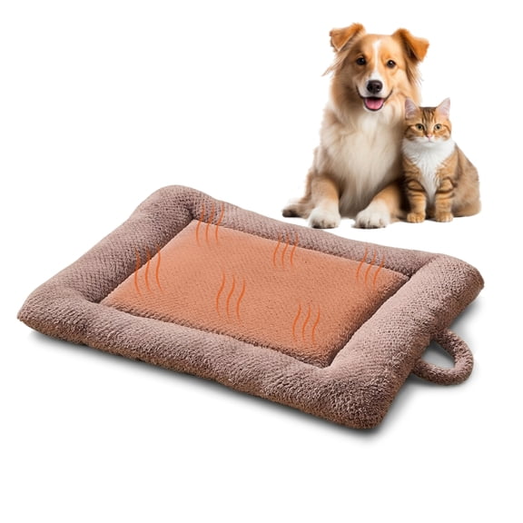 Petpals Self Warming Cat Bed, Heated Cat Bed, Thermal Foil Heating Pad for Indoor Cat, Brown