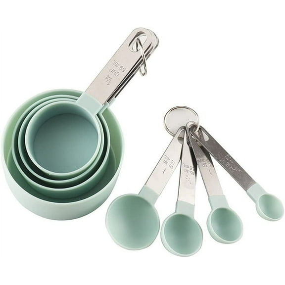 8-Piece Measuring Spoon and Cup Set, Green, Baking Tools, Kitchen Gadgets